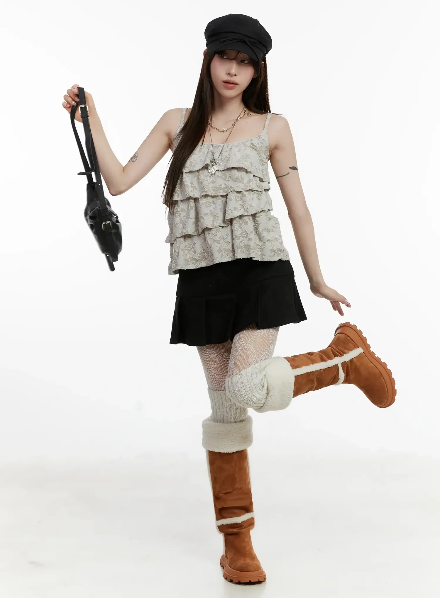 Fleece Pleated Mini Skirt IJ516 - Image 13
