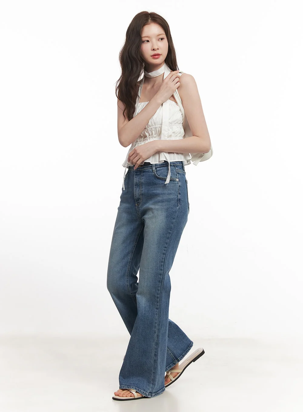 Flirty Frill Crop Cami Top with Scarf CA501 - Image 9