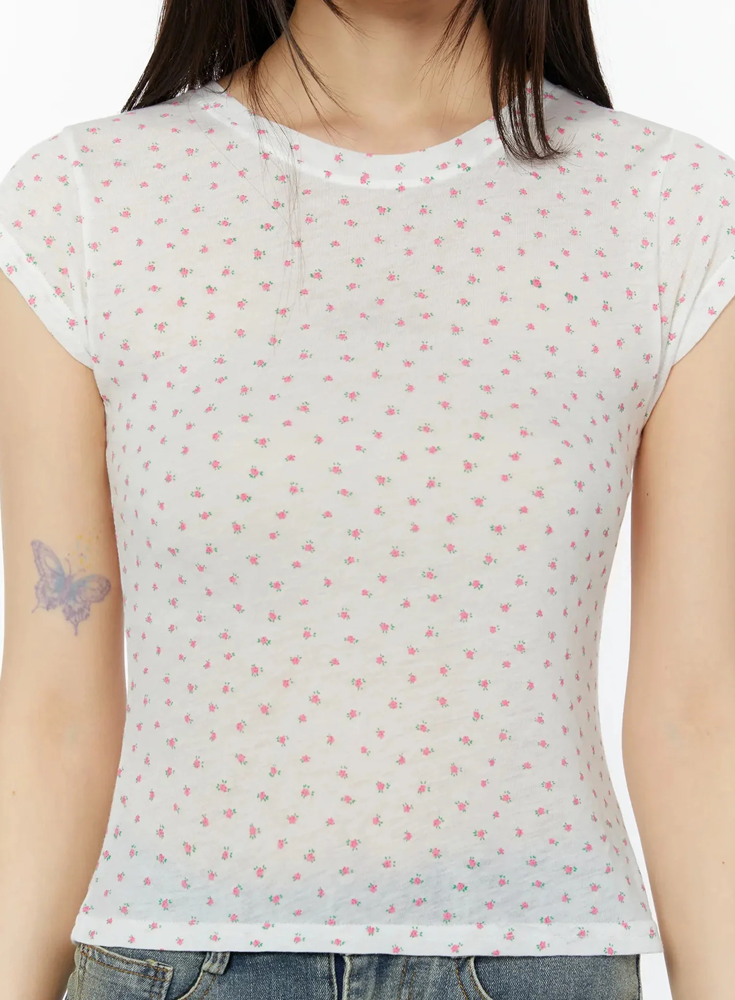 Floral Cap Sleeve Top CU515 - Image 6
