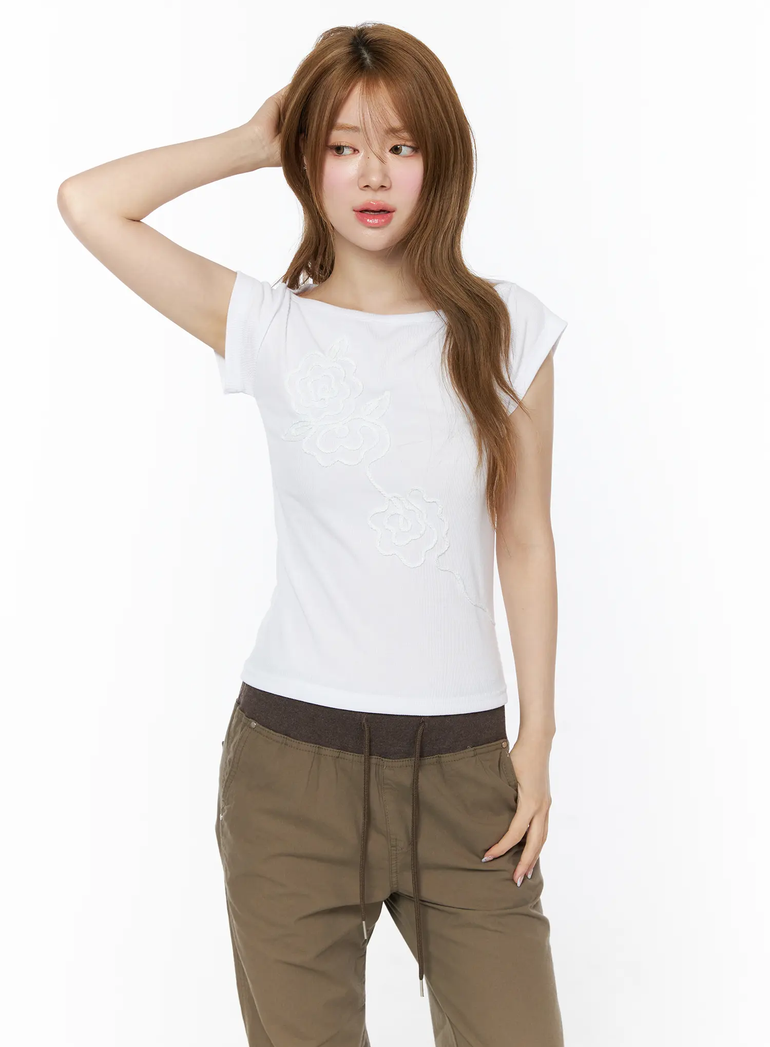 Floral Embroidered Short Sleeve Top CU511 - Image 2