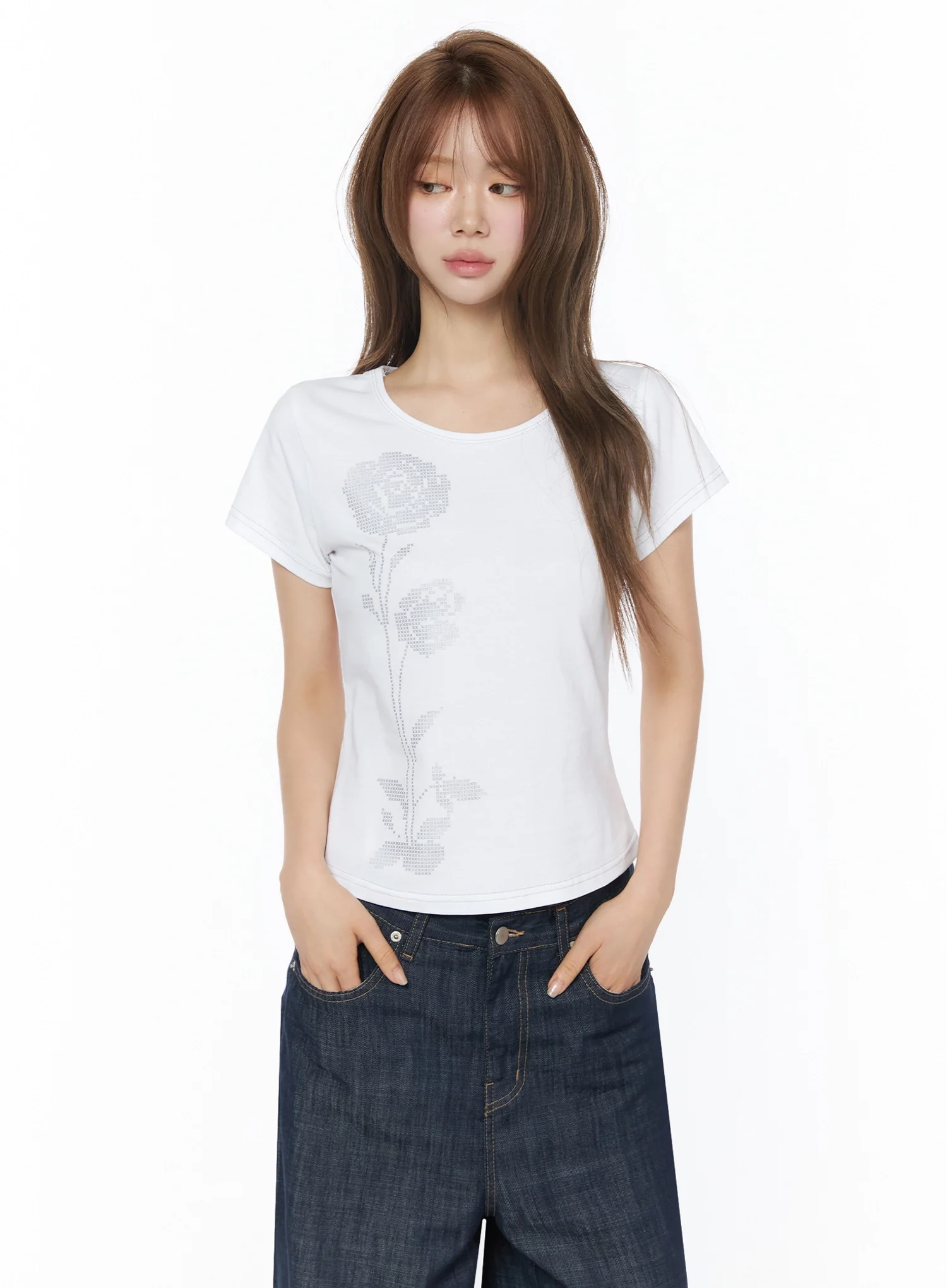 Floral Graphic Short Sleeve Top IU525 - Image 2