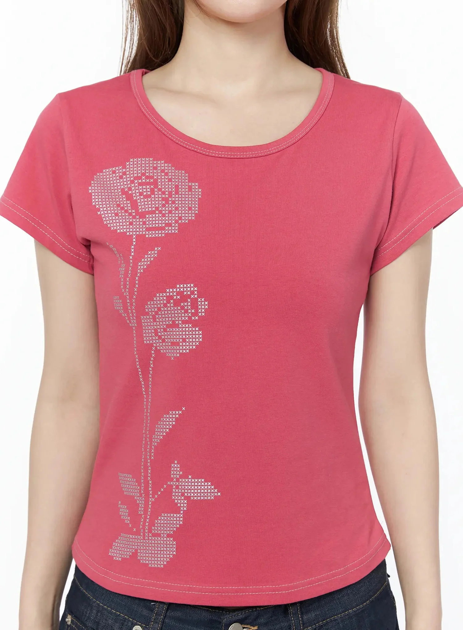 Floral Graphic Short Sleeve Top IU525 - Image 6