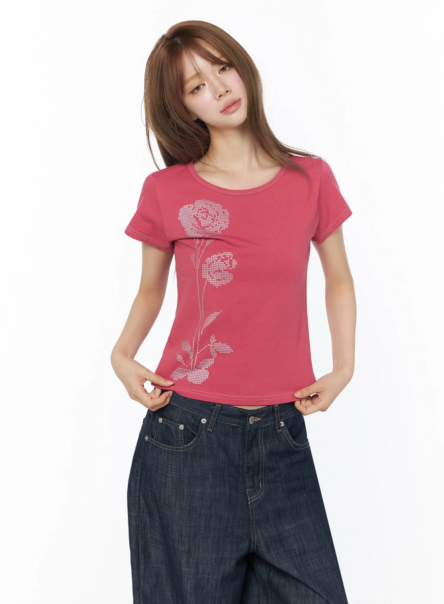 Floral Graphic Short Sleeve Top IU525 - Image 7
