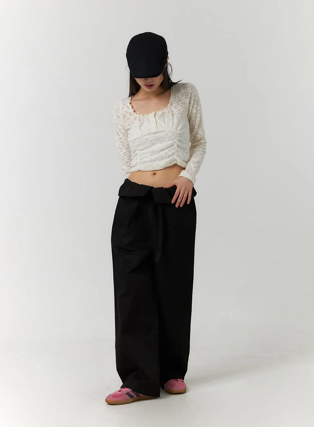 Floral Lace Round Neck Long Sleeve Top CF406 - Image 7