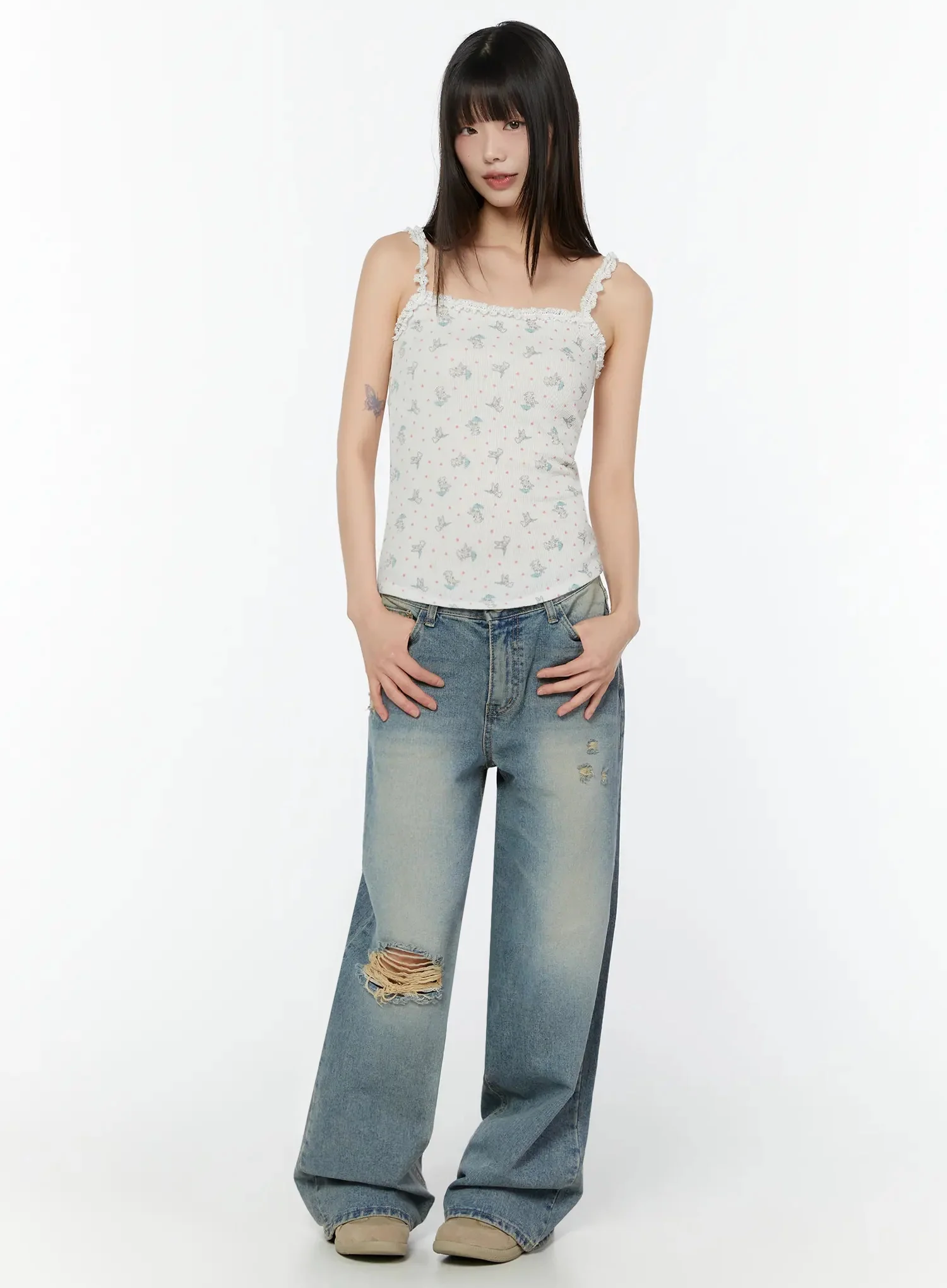 Floral Lace Trim Cami IU518 - Image 9