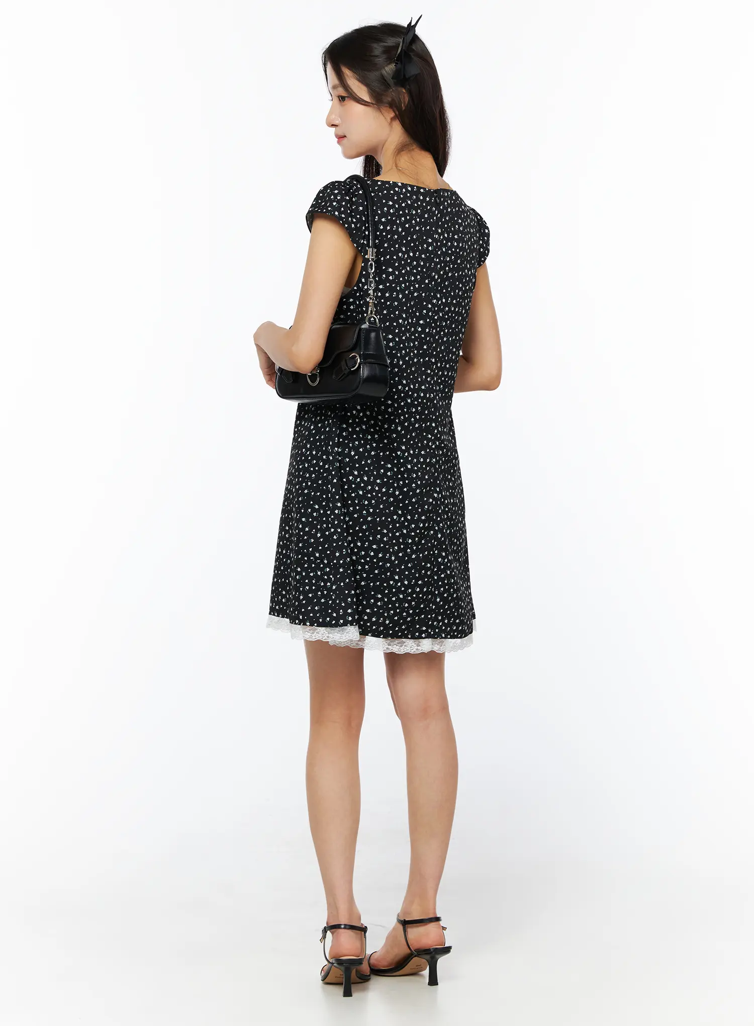 Floral Lace Trim Mini Dress CU522 - Image 6