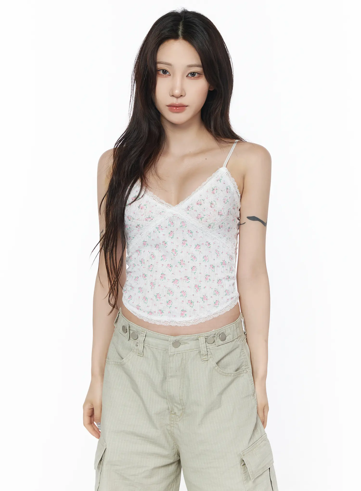 Floral Lace-Trim V-Neck Cami Tank CU503 - Image 11