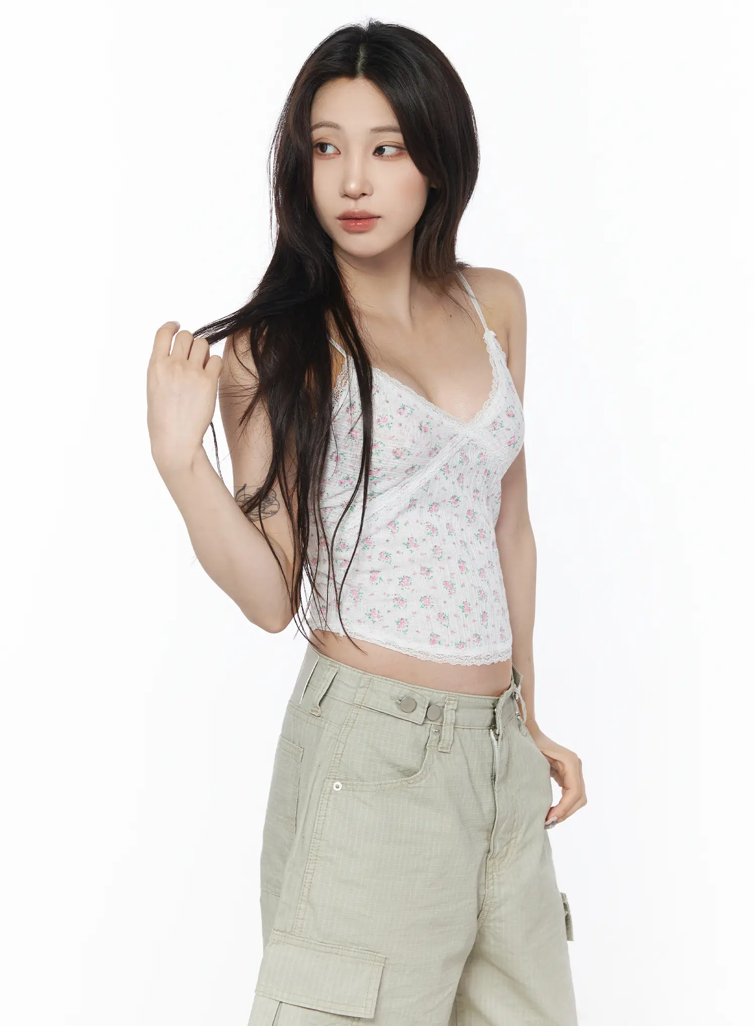 Floral Lace-Trim V-Neck Cami Tank CU503 - Image 2