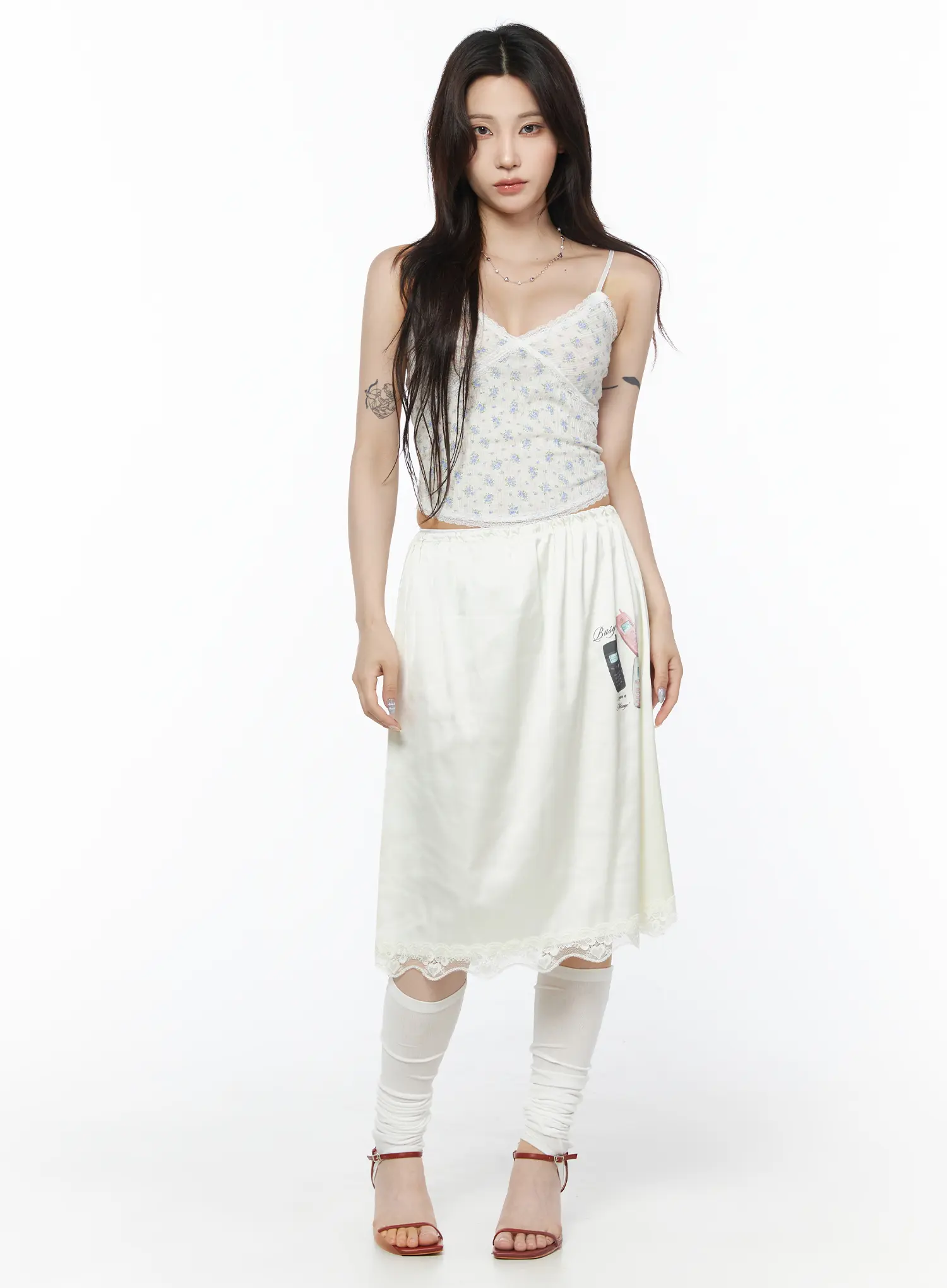 Floral Lace-Trim V-Neck Cami Tank CU503 - Image 3