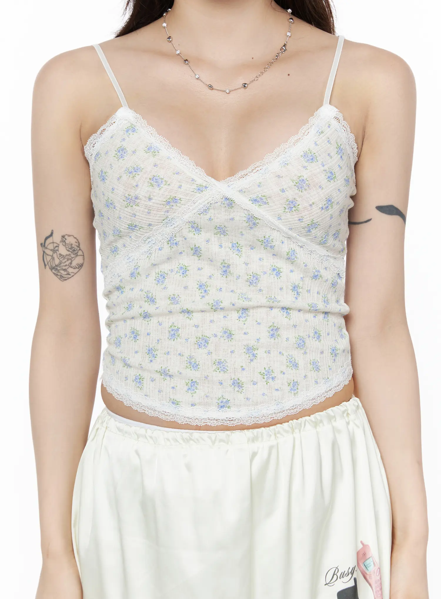 Floral Lace-Trim V-Neck Cami Tank CU503 - Image 9