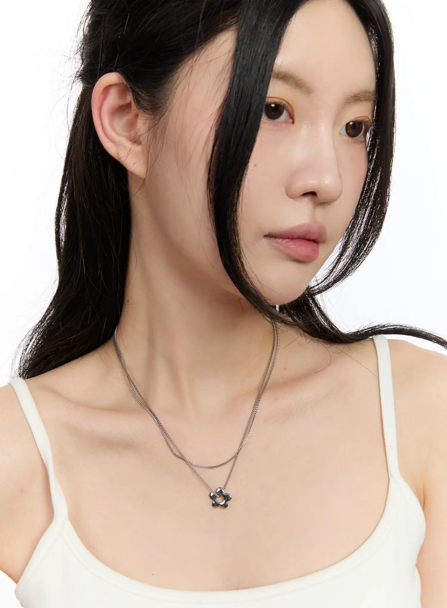 Floral Layered Necklace CA508 - Image 2