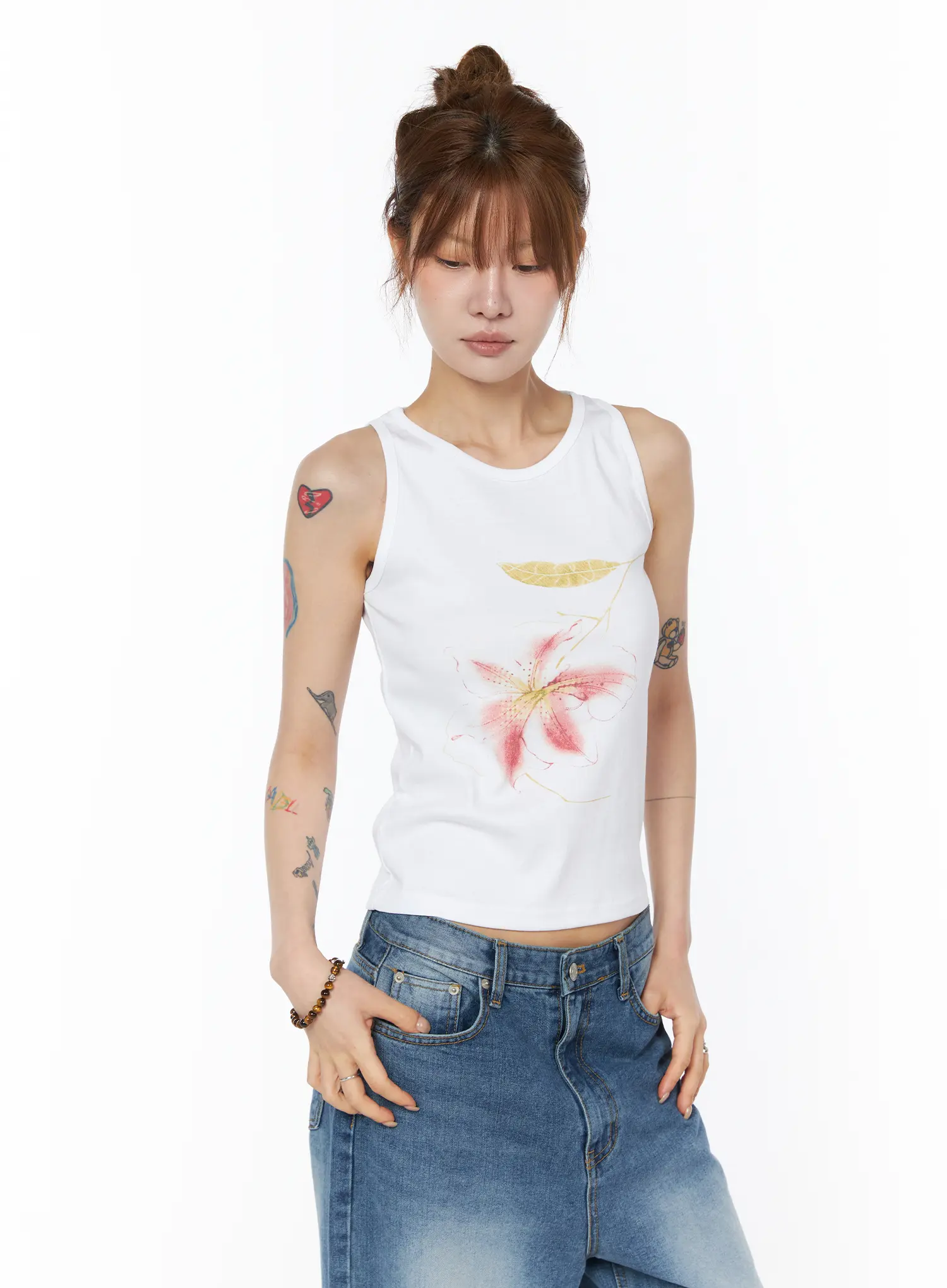 Floral Print Sleeveless Top CY527 - Image 3