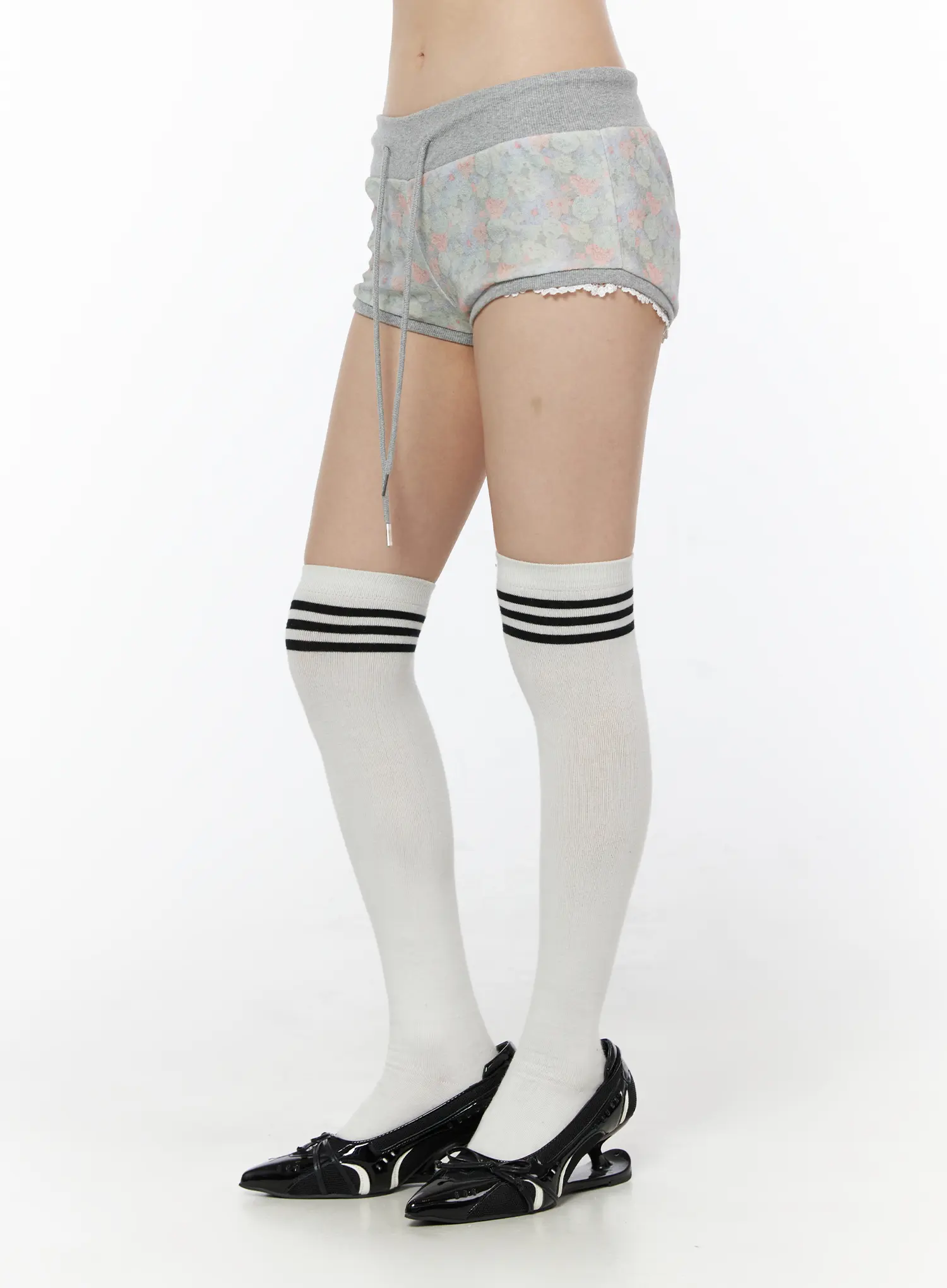 Floral Print Terry Cotton Shorts CU511 - Image 5