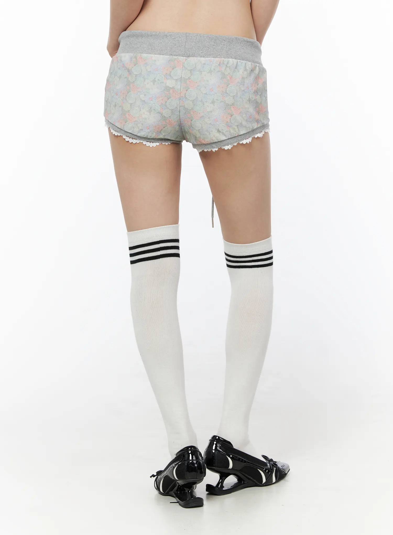 Floral Print Terry Cotton Shorts CU511 - Image 7