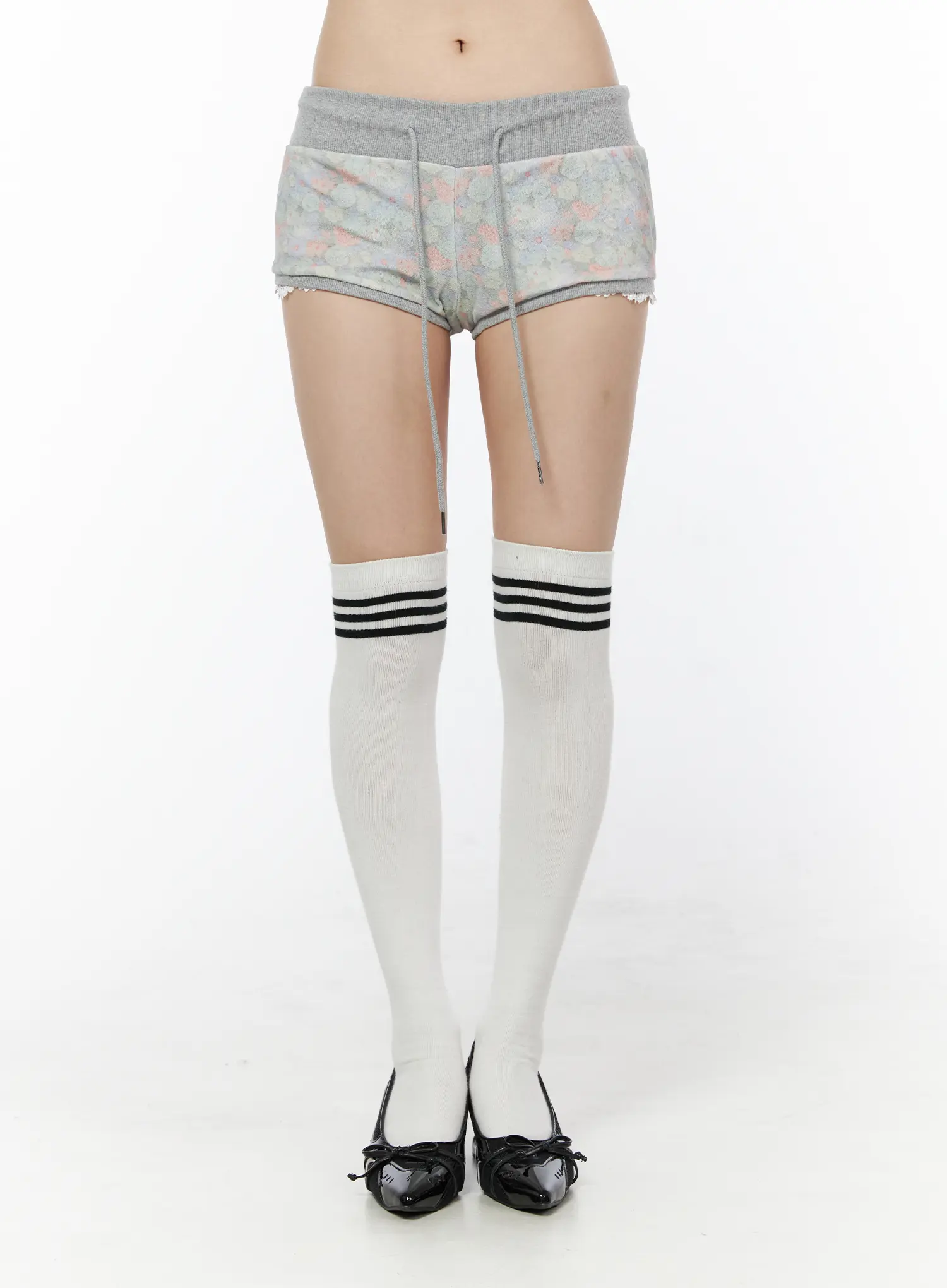 Floral Print Terry Cotton Shorts CU511 - Image 9