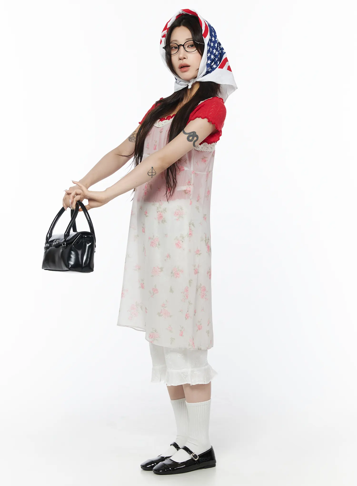 Floral Sheer Flower Midi Dress CU510 - Image 7