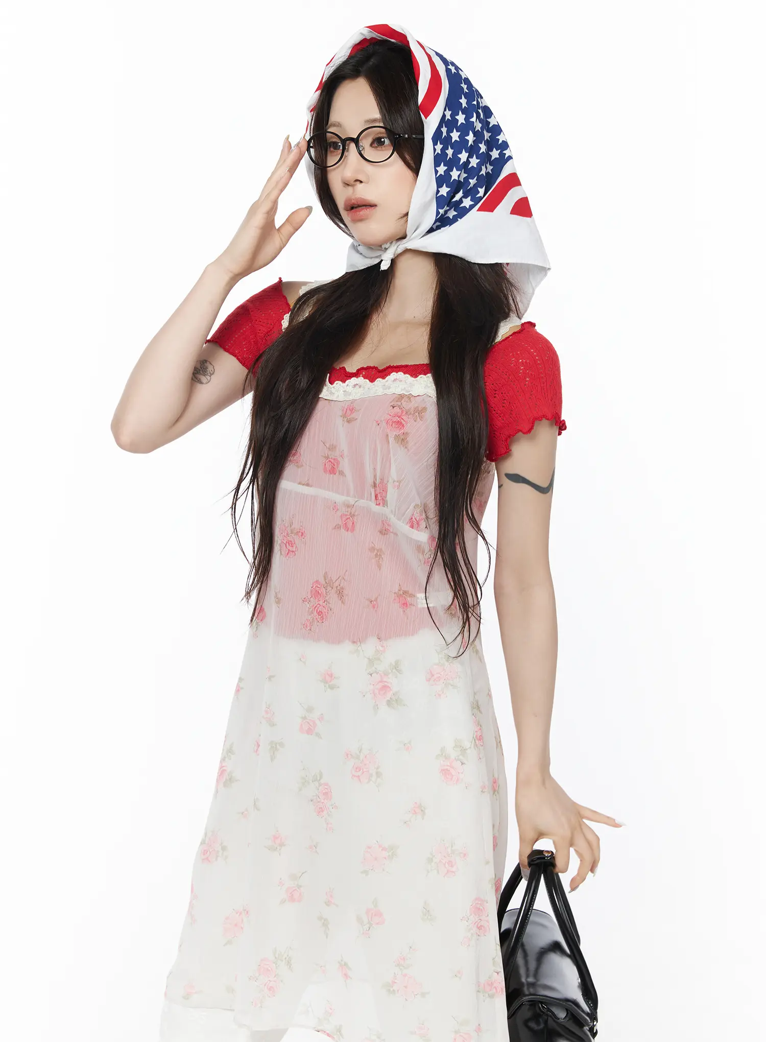 Floral Sheer Flower Midi Dress CU510 - Image 9
