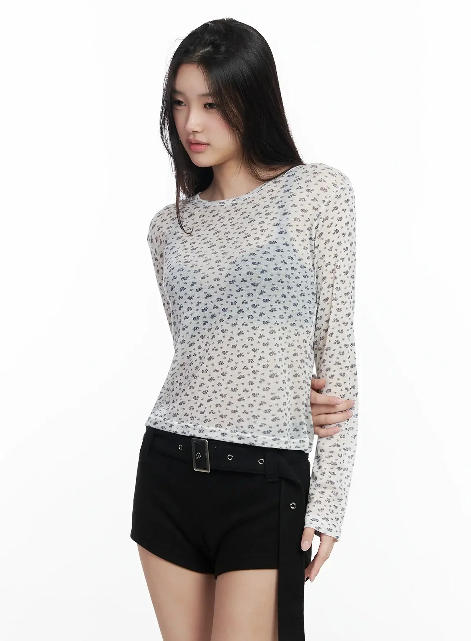 Floral Sheer Long Sleeve Top IM502 - Image 7