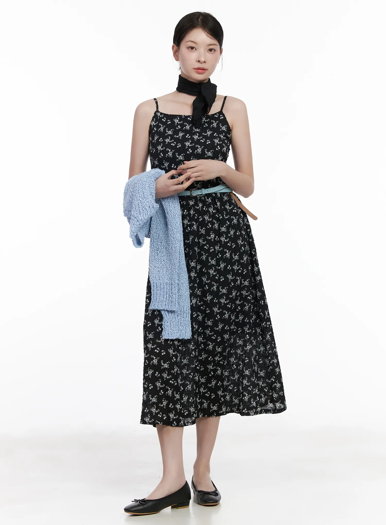 Floral Smocked Ribbon Maxi Dress CA509