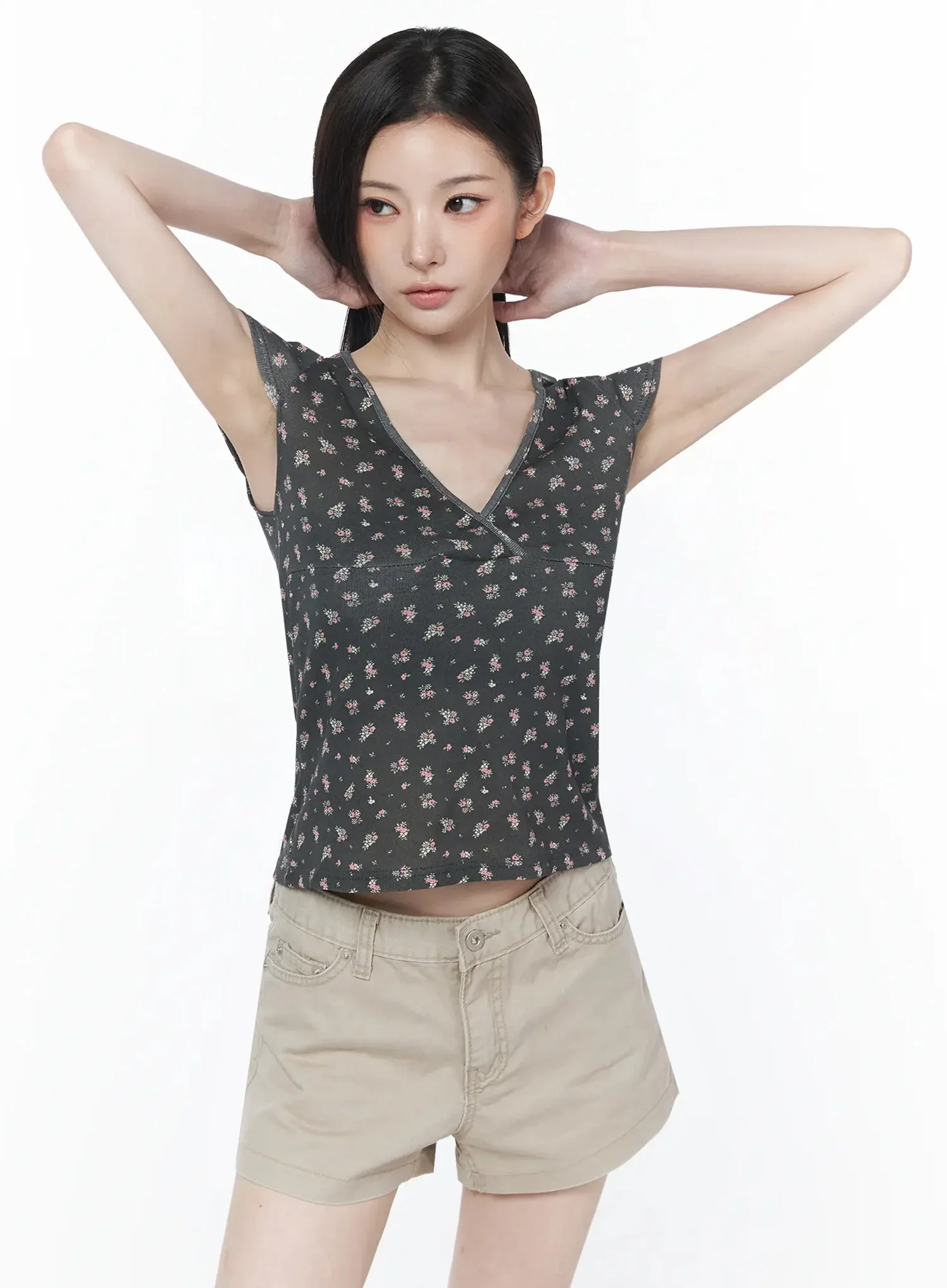 Floral V-Neck Wrap Top IU512 - Image 12