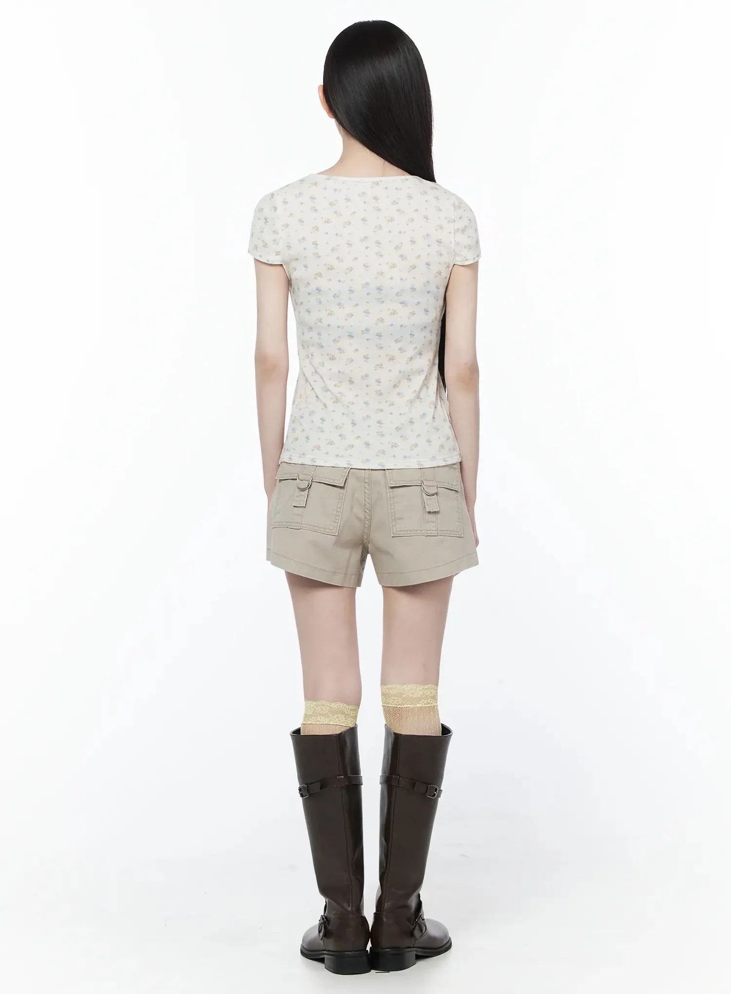 Floral V-Neck Wrap Top IU512 - Image 5