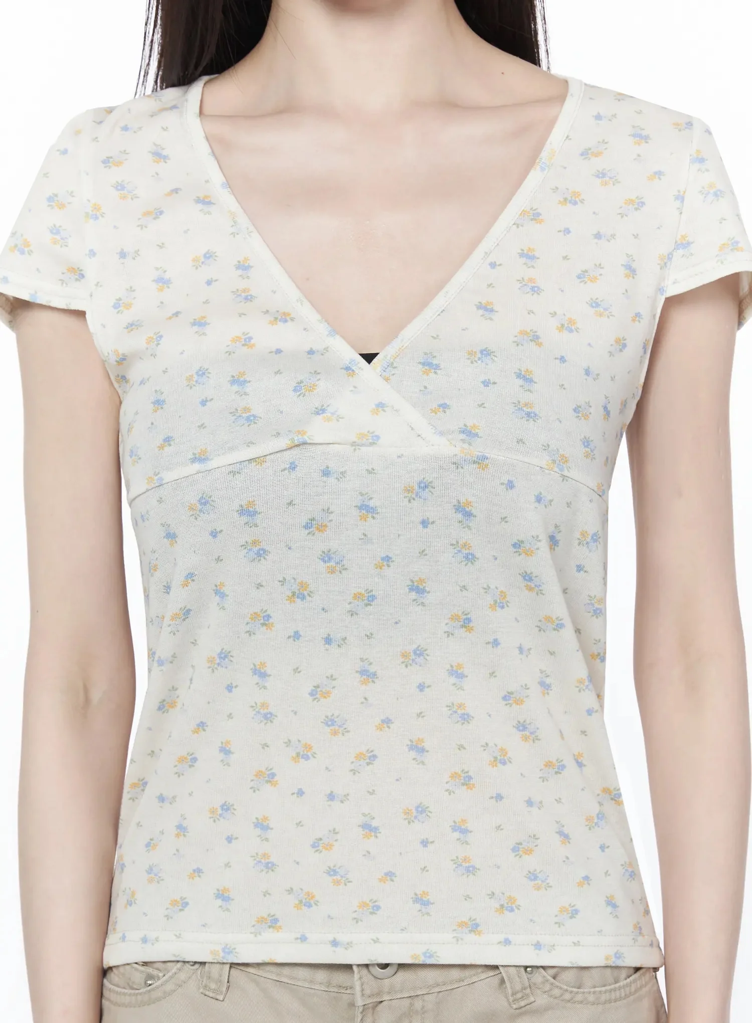 Floral V-Neck Wrap Top IU512 - Image 6