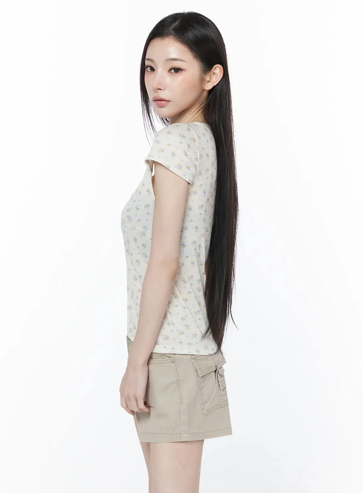 Floral V-Neck Wrap Top IU512 - Image 8