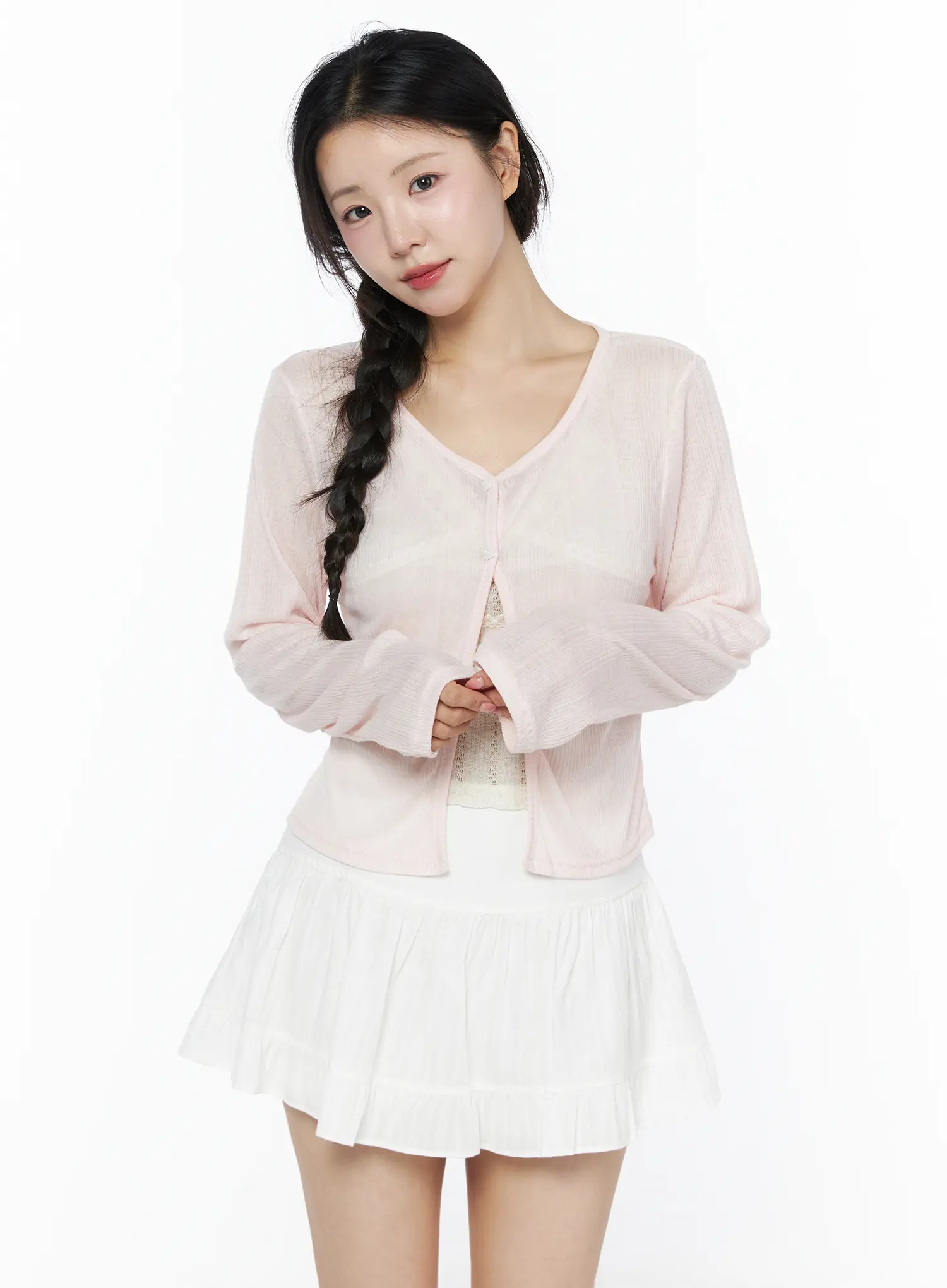 Flower Button Ribbed Cardigan IU525 - Image 11