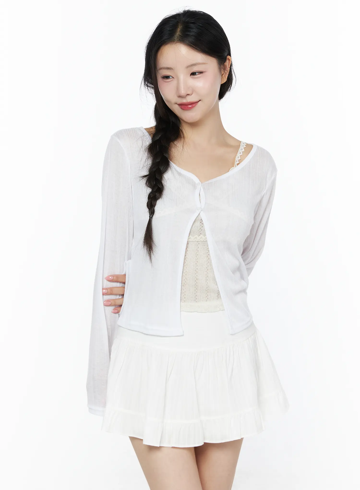 Flower Button Ribbed Cardigan IU525 - Image 12