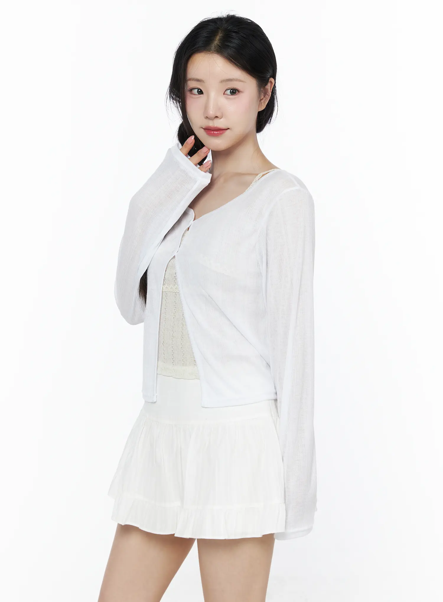 Flower Button Ribbed Cardigan IU525 - Image 2