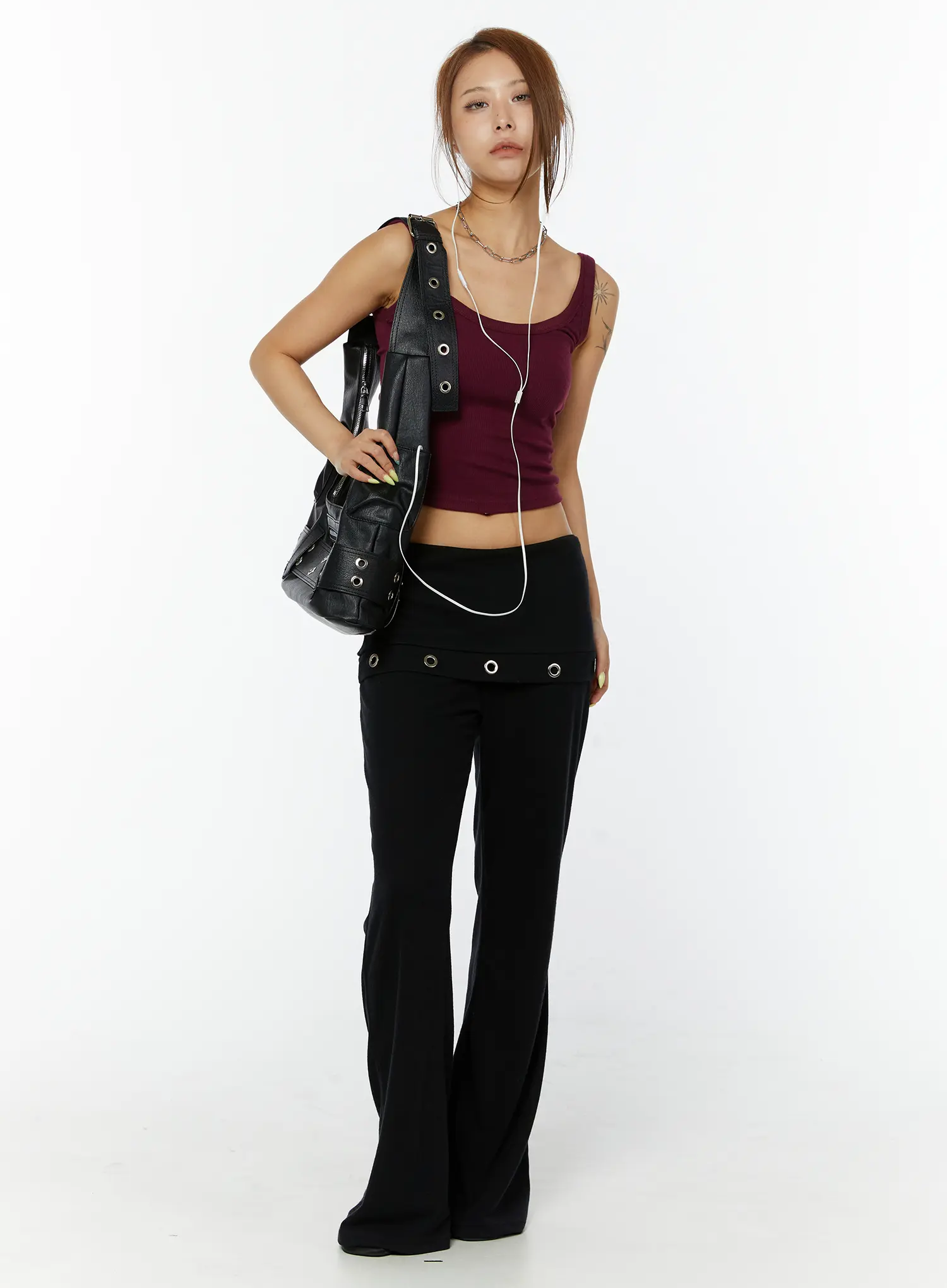 Folded Eyelet Bootcut Sweatpants CY521 - Image 5