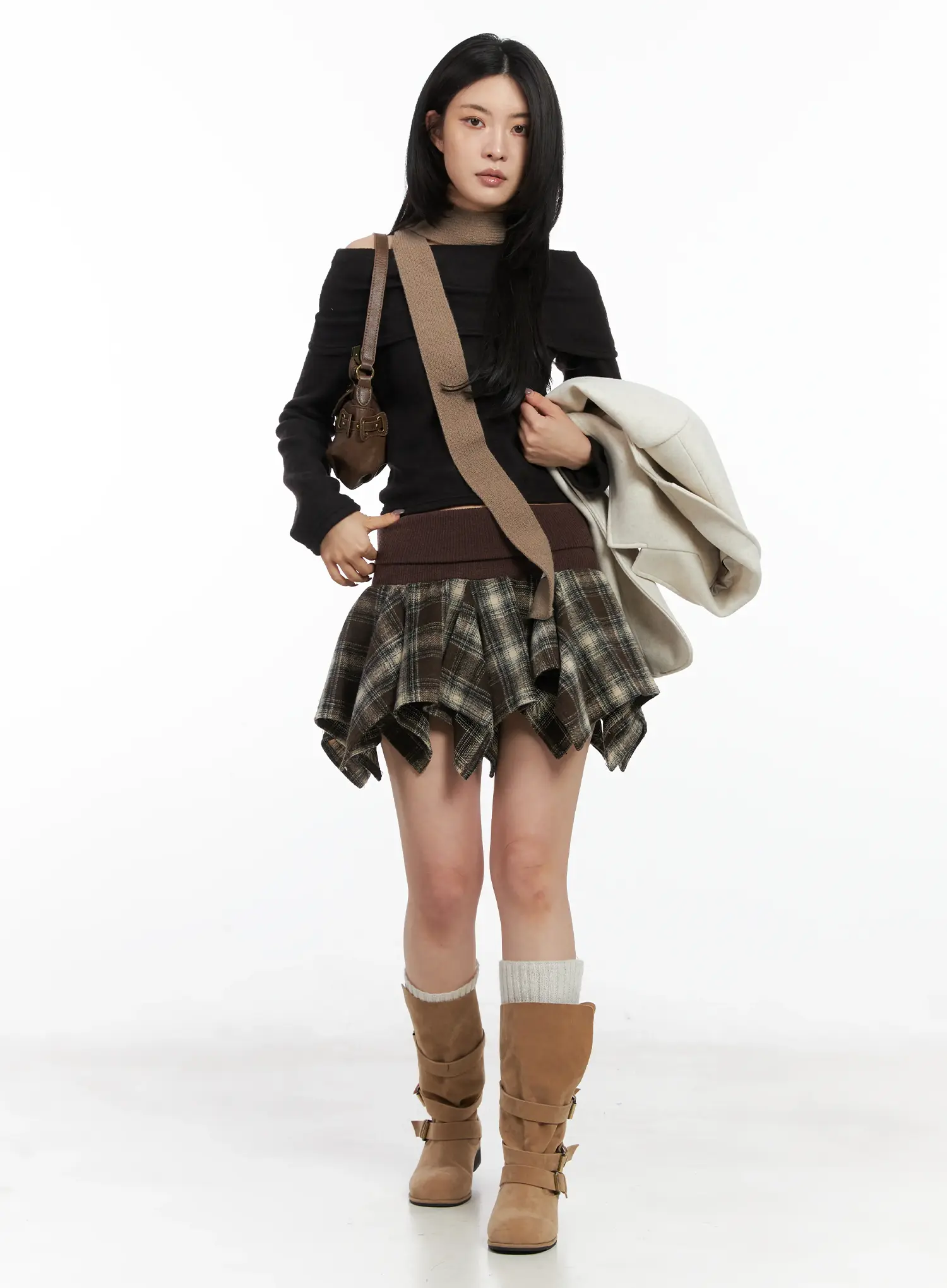 Folded Plaid Mini Skirt CN528 - Image 2