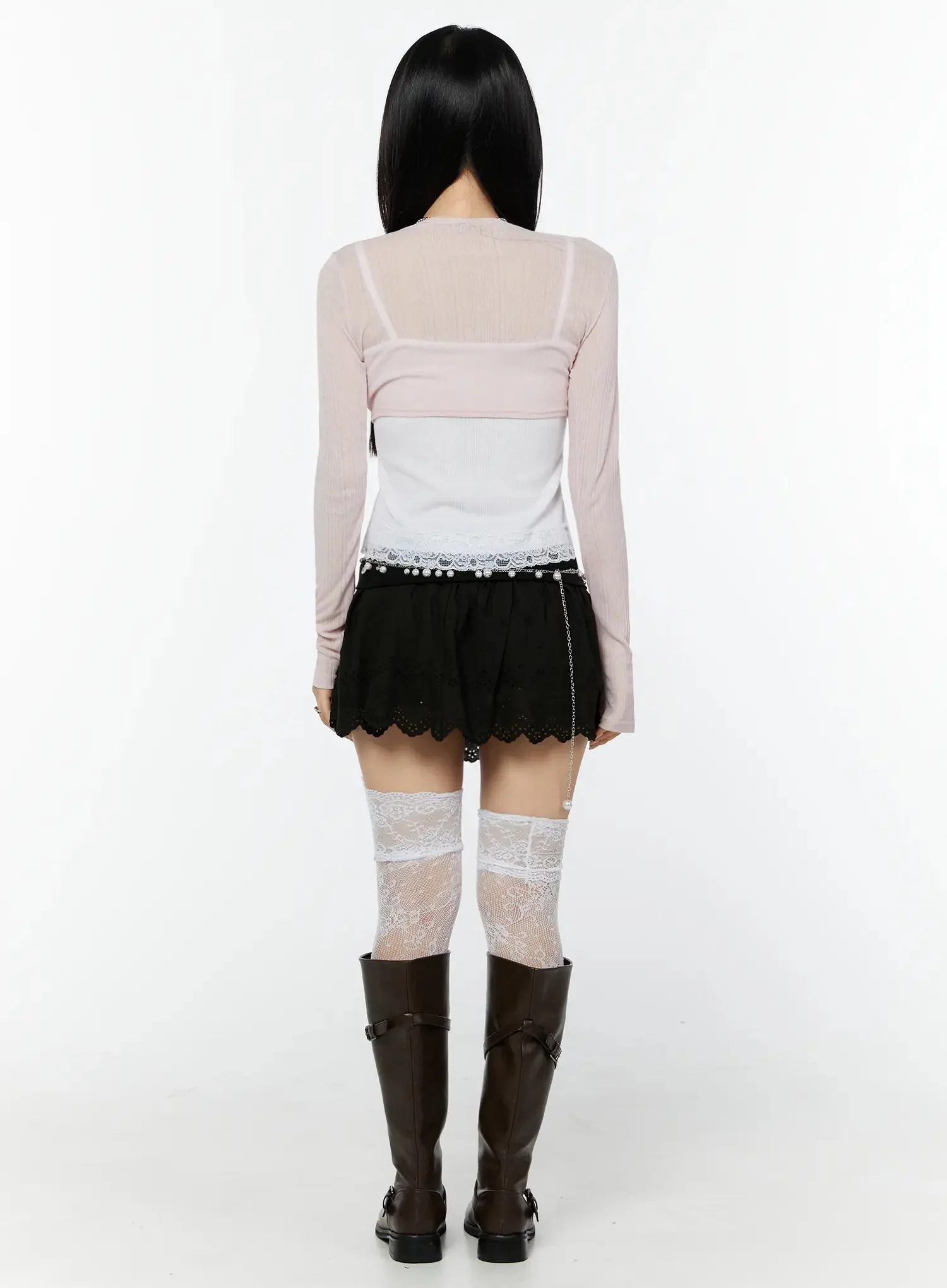 Foldover Eyelet Lace Mini Skirt IU524 - Image 8