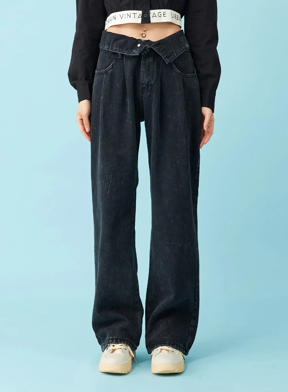Four Buttoned Open Black Jeans CU8 - Image 20