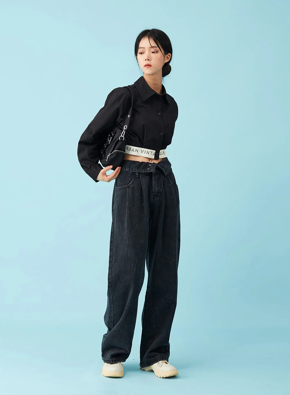 Four Buttoned Open Black Jeans CU8 - Image 3