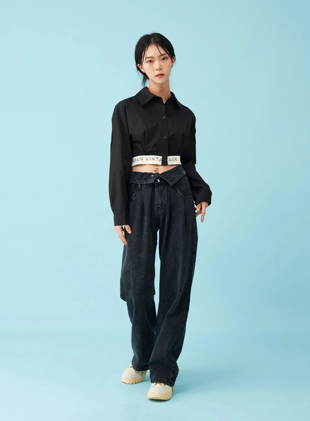 Four Buttoned Open Black Jeans CU8 - Image 4