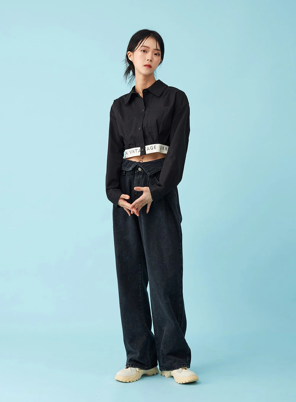 Four Buttoned Open Black Jeans CU8 - Image 5