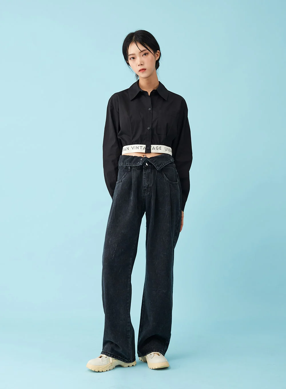 Four Buttoned Open Black Jeans CU8 - Image 6