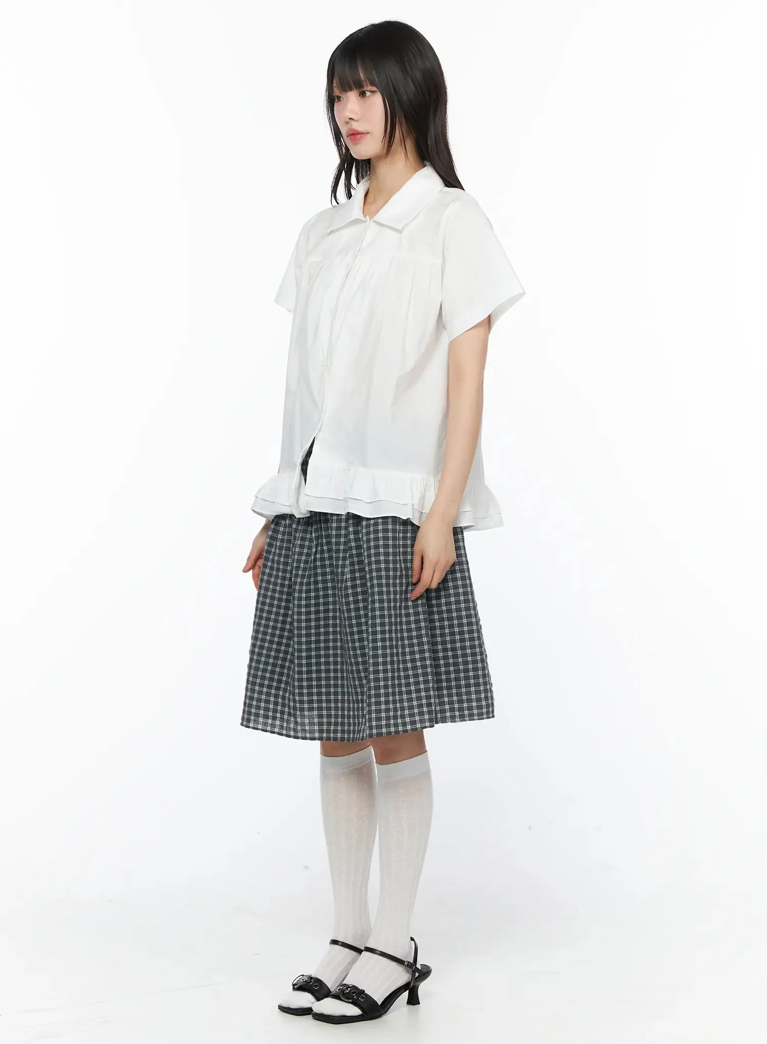 Frill Flare Collar Blouse IY525 - Image 9