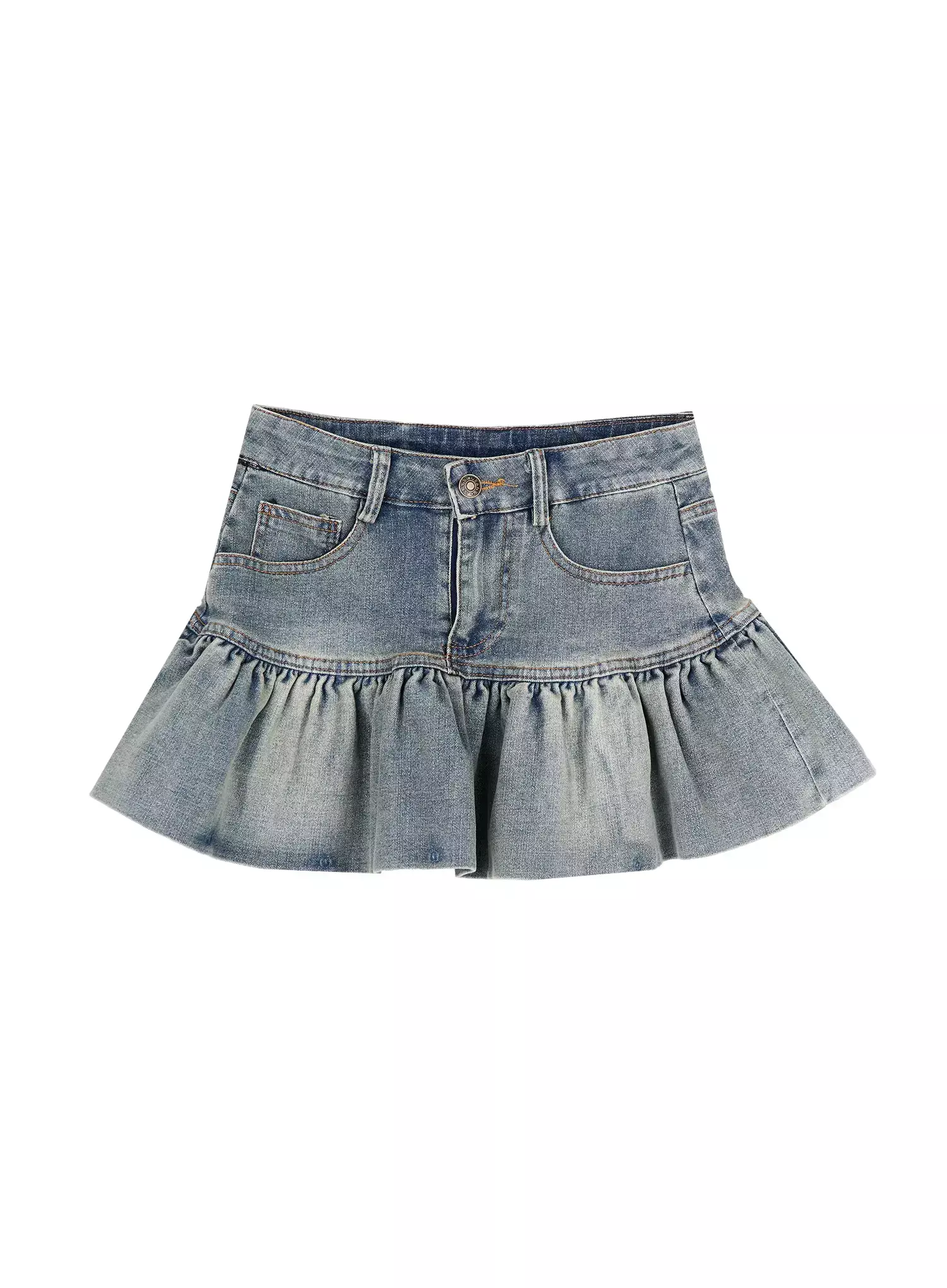 Frill Hem Denim Mini Skirt CU515 - Image 14