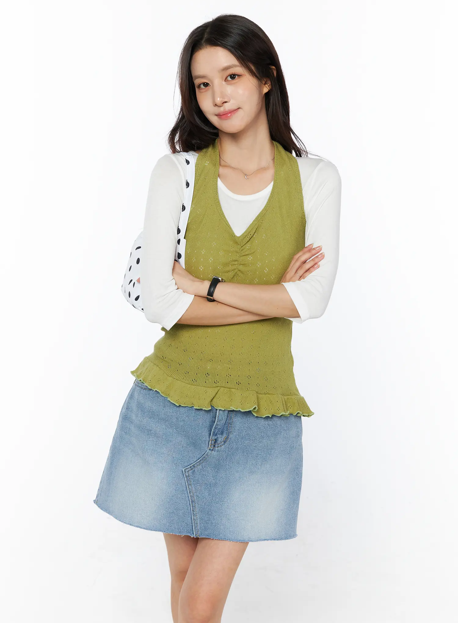Frill Hem Halter Neck Top CU522