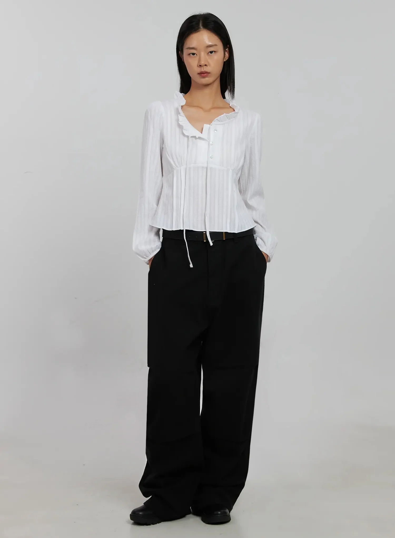 Frill Striped Blouse IJ509 - Image 10