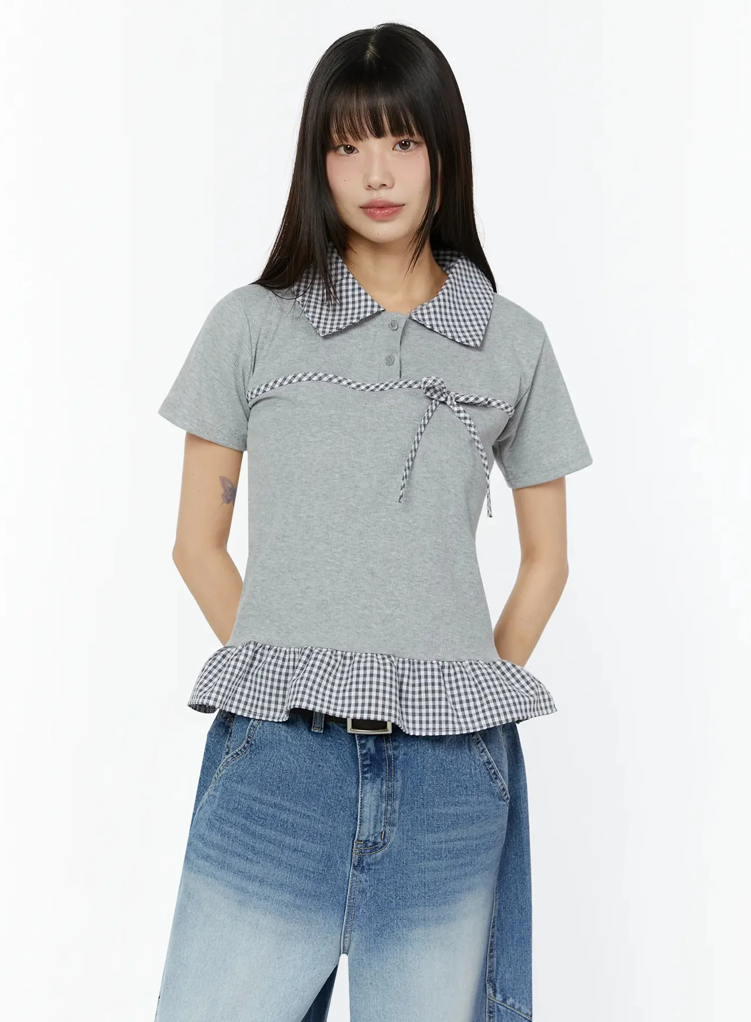 Frill Trim Collar Top CU515 - Image 11