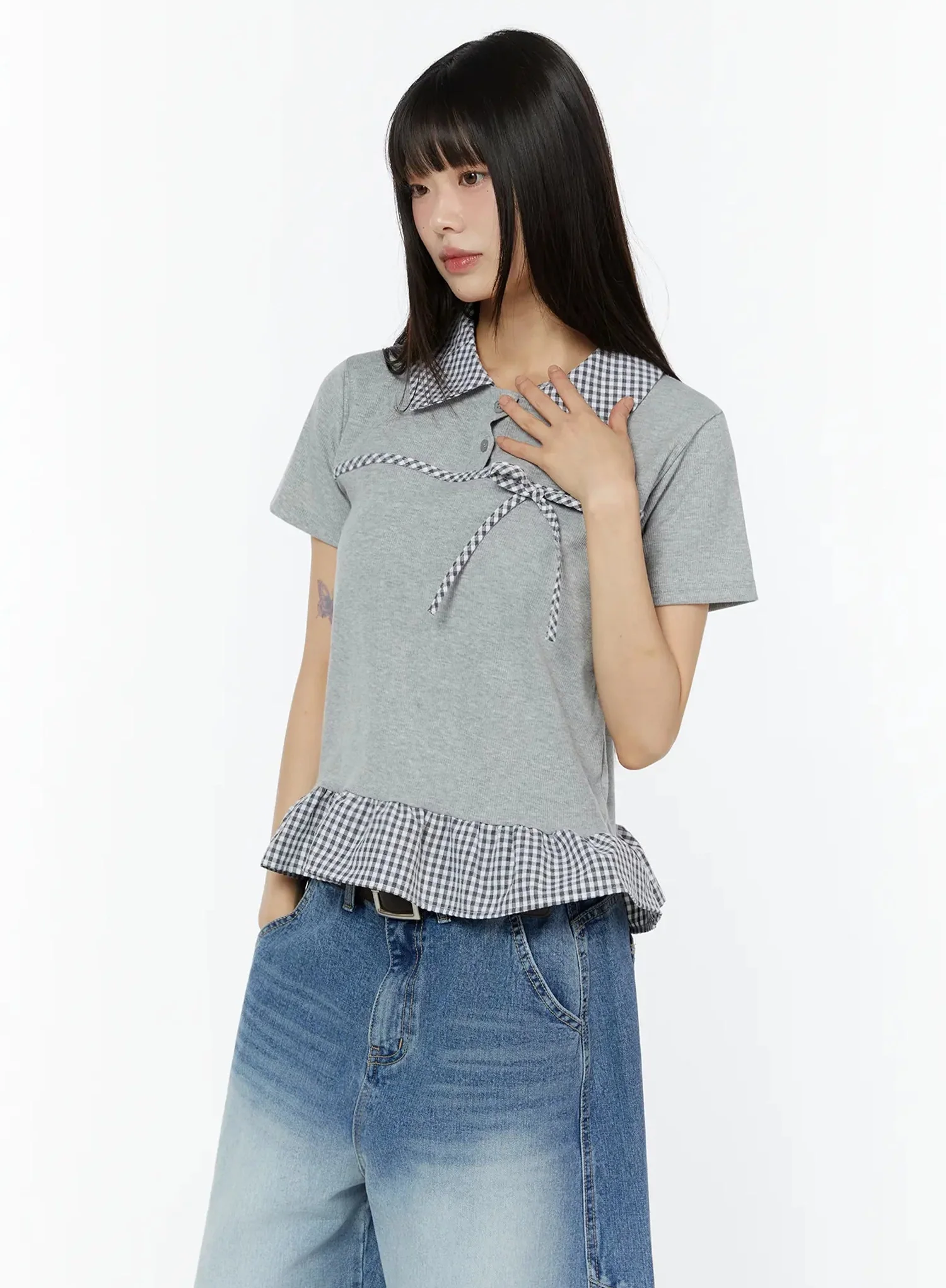 Frill Trim Collar Top CU515 - Image 2