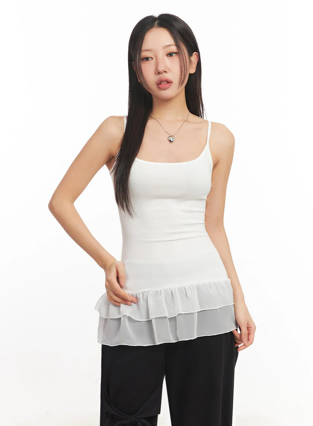 Frill-Trim Long Cami Top IA524 - Image 7