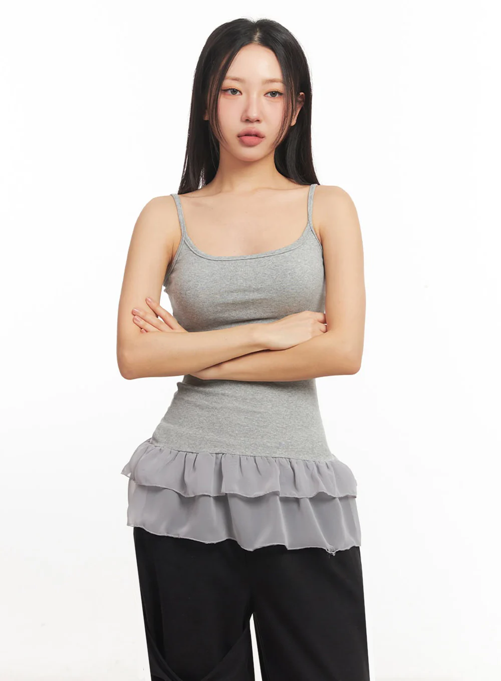 Frill-Trim Long Cami Top IA524 - Image 8