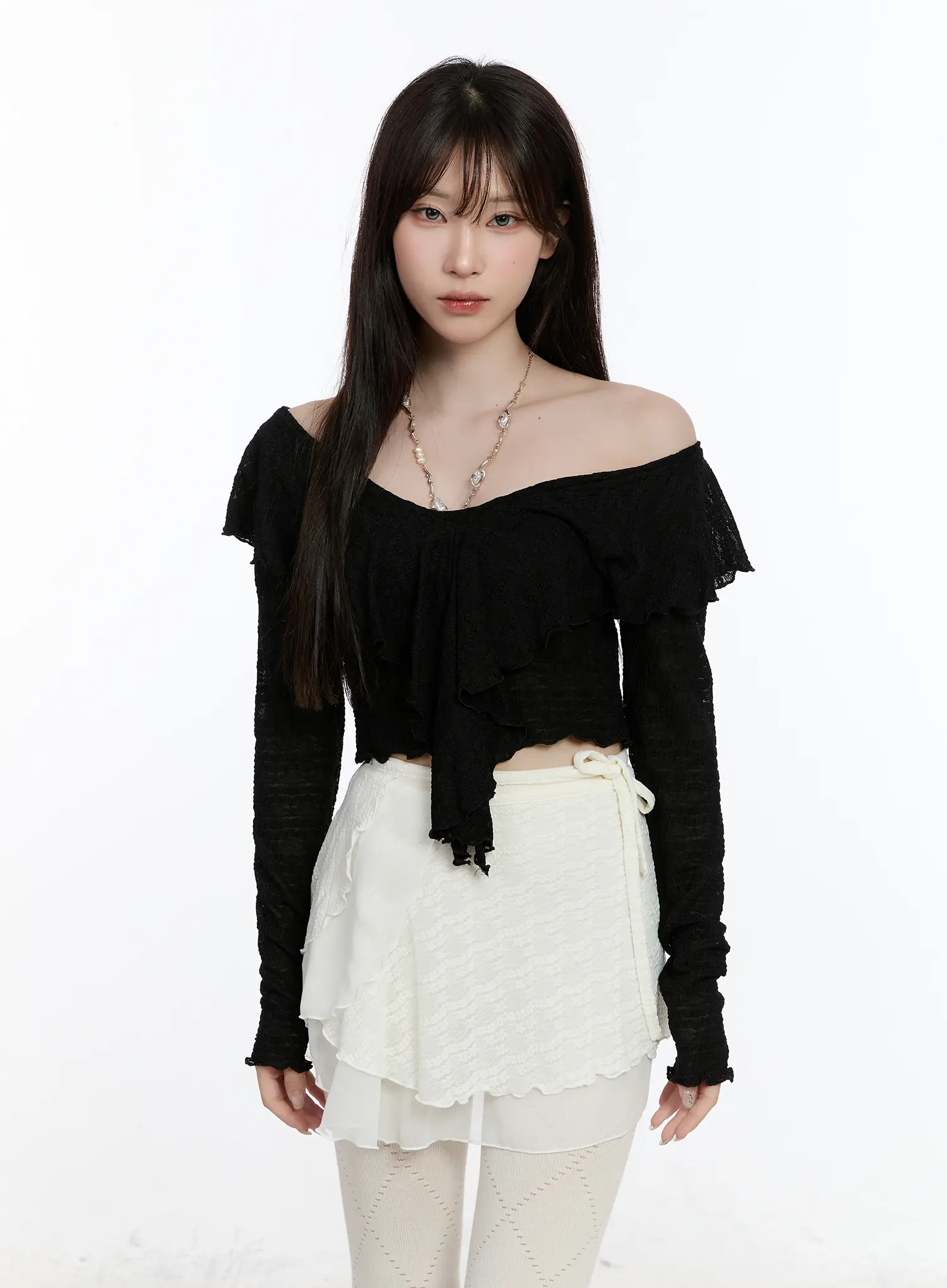 Frilled Layered Off-Shoulder Blouse CA503 - Image 11
