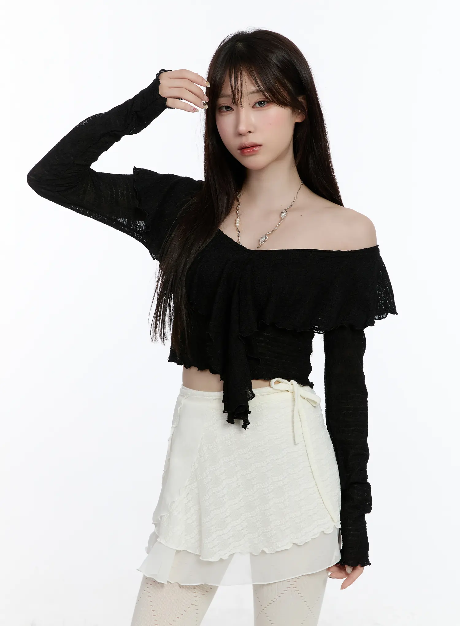 Frilled Layered Off-Shoulder Blouse CA503 - Image 2