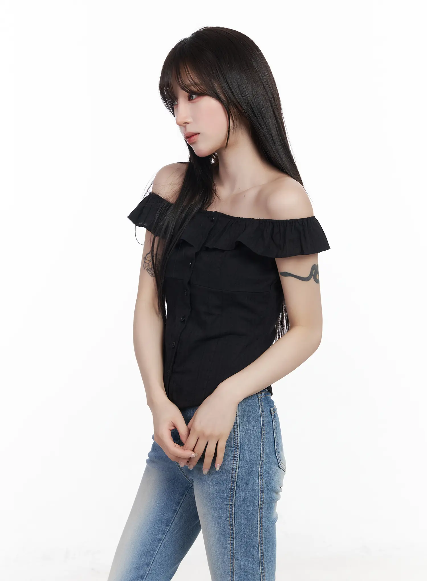 Frilled Off-Shoulder Blouse CF523 - Image 6