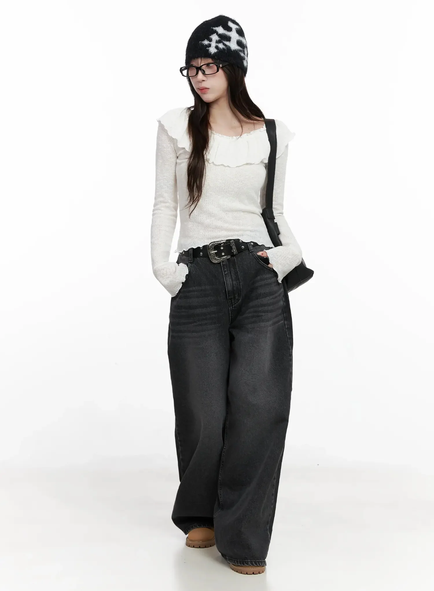 Frilled Off-Shoulder Long Sleeve Top IN514 - Image 10